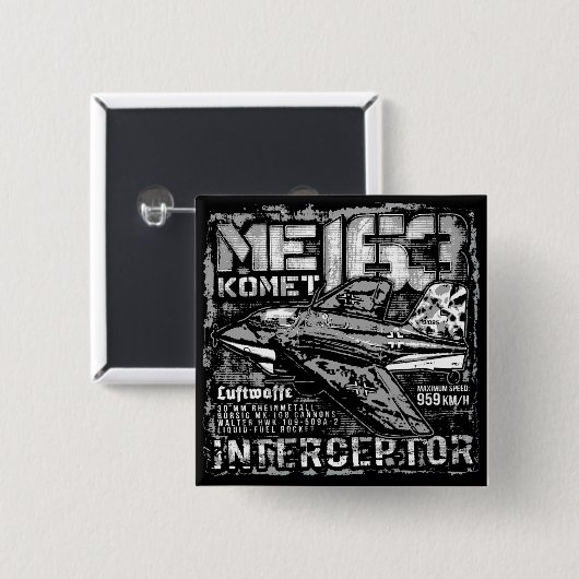 ME 163 Komet Vierkante Button 5,1 Cm (Voorkant /achterkant)