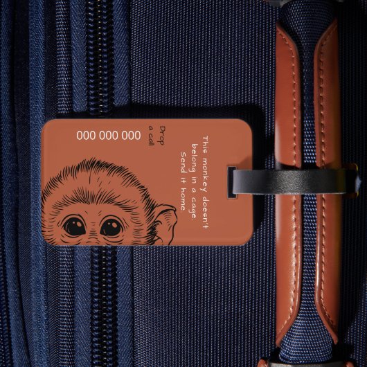 Me and my monkey funny version 2 bagagelabel (Achterkant Insitu 2)