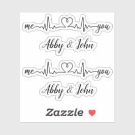 Me and You Heartbeat Love Heart Line Aangepaste na Sticker