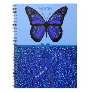 ME/CFS Blauwe bewustzijnslint en vlinder Notitieboek