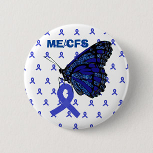 ME/CFS Blue Ribbon and Butterfly Awareness Ronde Button 5,7 Cm