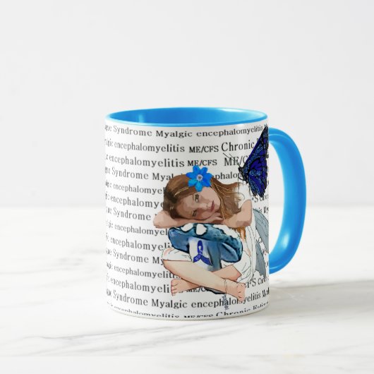 "ME/CFS" Chronische vermoeidheid Engel Fairy Meisj Mok (Voorkant rechts)