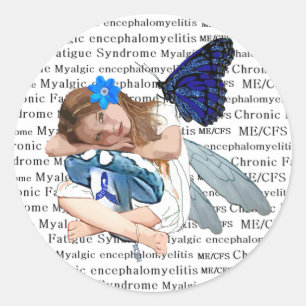 ME/CFS Chronische Vermoeidheid Kleine Meisje Engel Ronde Sticker