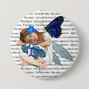 ME/CFS Engel Feeëriekinder Bewustzijnslint Ronde Button 7,6 Cm