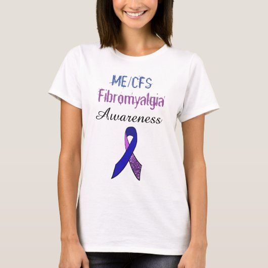 ME/CFS Fibromyalgie Ribbon Awareness Shirt (Voorkant)