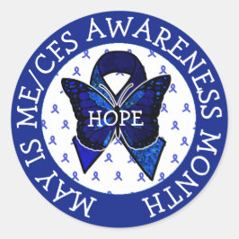 ME/CFS Syndrome Awareness Lint Vlinder Ronde Sticker