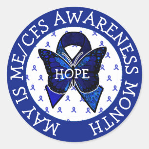 ME/CFS Syndrome Awareness Lint Vlinder Ronde Sticker