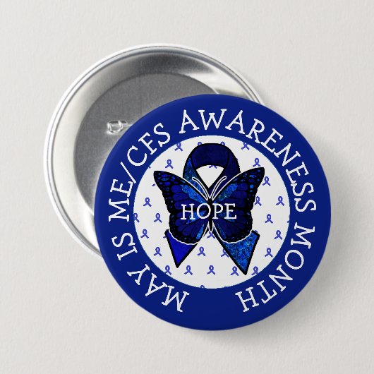 ME/CFS Syndrome Awareness Ribbon Button (Voorkant /achterkant)
