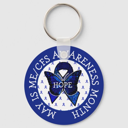 ME/CFS Syndrome Awareness Ribbon Sleutelhanger (Voorkant)