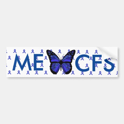 ME/cvs Blue Awareness Ribbon Bumpersticker (Voorkant)
