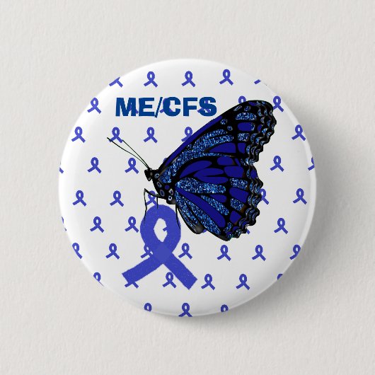 ME/cvs Blue Ribbon en Vlinderbewustzijn Ronde Button 5,7 Cm (Voorkant)