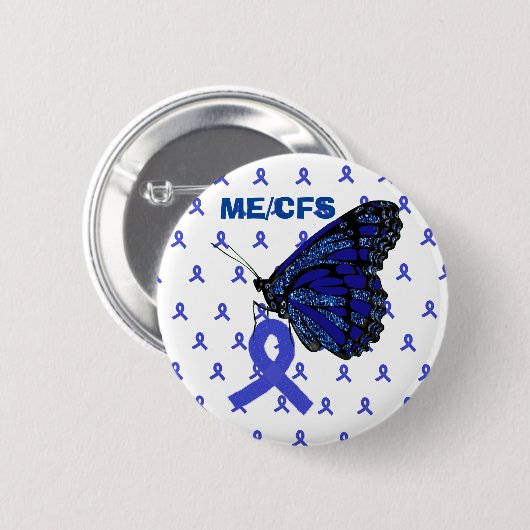 ME/cvs Blue Ribbon en Vlinderbewustzijn Ronde Button 5,7 Cm (Voorkant /achterkant)