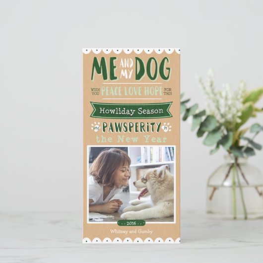 Me en Mijn Hond 4x8 Photocard Feestdagenkaart (Staand voorkant)