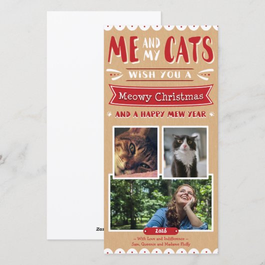 Me en Mijn Kerstmis 4x8 Photocard van Katten (3 Feestdagenkaart (Voorkant / Achterkant)