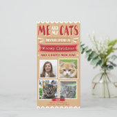 Me en Mijn Kerstmis 4x8 Photocard van Katten (4 Feestdagenkaart (Staand voorkant)