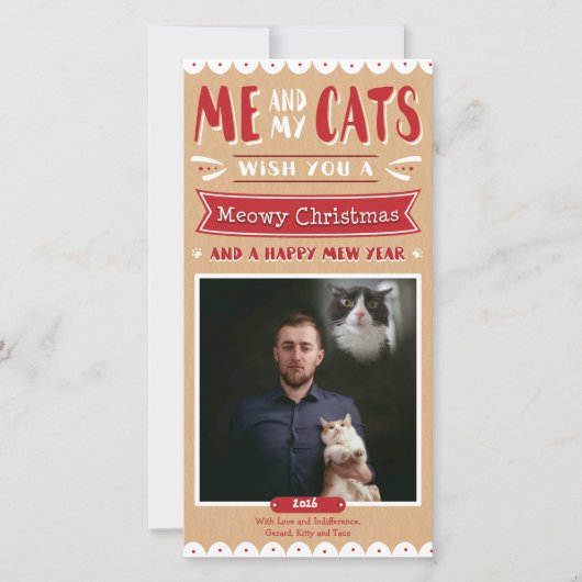 Me en Mijn Kerstmis Photocard van Katten (1 Feestdagenkaart (Voorkant)