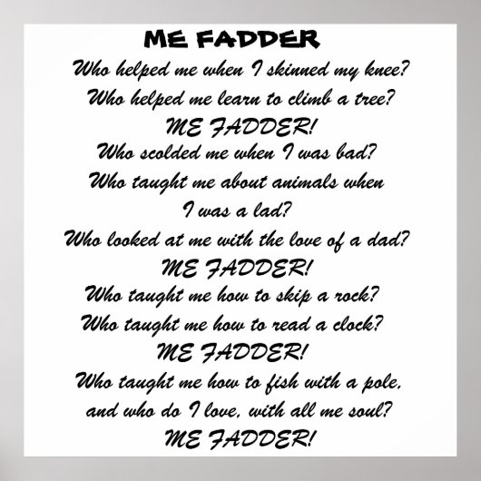 ME FADDER POEM-Poster Poster (Voorkant)