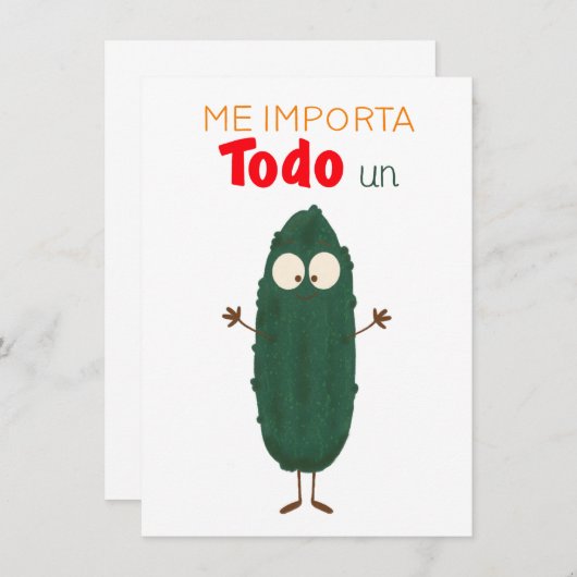 Me importa todo un pepino tarjeta (Voorkant / Achterkant)