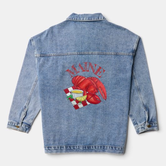 ME Maine Lobster Shack Seafood Dinner Red Gingham Denim Jacket (Achterkant)
