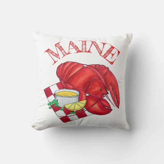 ME Maine Lobster Shack Seafood Dinner Red Gingham Kussen (Voorkant)