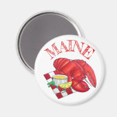 ME Maine Lobster Shack Seafood Dinner Red Gingham Magneet (Voorkant / Achterkant)