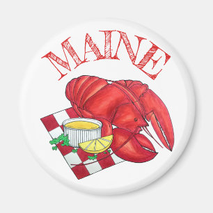 ME Maine Lobster Shack Seafood Dinner Red Gingham Magneet