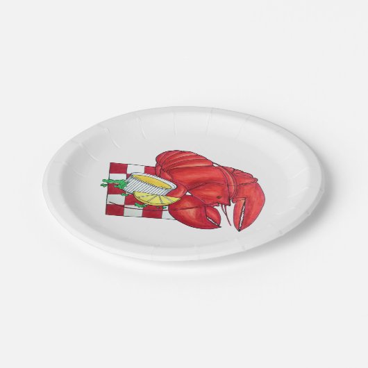 ME Maine Lobster Shack Seafood Dinner Red Gingham Papieren Bordje (Gekanteld)