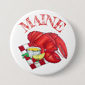 ME Maine Lobster Shack Seafood Dinner Red Gingham Ronde Button 7,6 Cm (Voorkant)