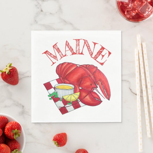 ME Maine Lobster Shack Seafood Dinner Red Gingham Servet (Insitu)