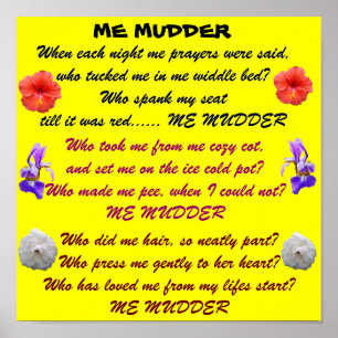ME MUDDER gedicht poster