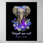 Me Not Elephant Flowers Alzheimerheimer Brain Awar Poster (Voorkant)