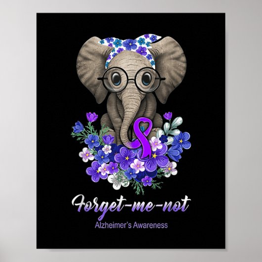 Me Not Elephant Flowers Alzheimerheimer Brain Awar Poster (Voorkant)