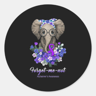Me Not Elephant Flowers Alzheimerheimer Brain Awar Ronde Sticker
