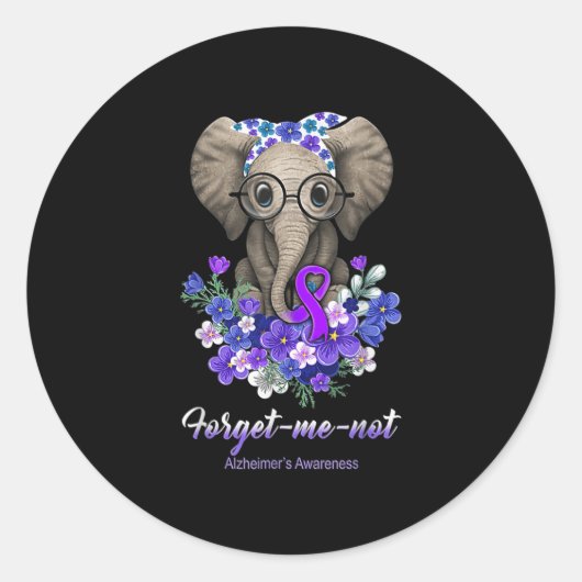 Me Not Elephant Flowers Alzheimerheimer Brain Awar Ronde Sticker (Voorkant)