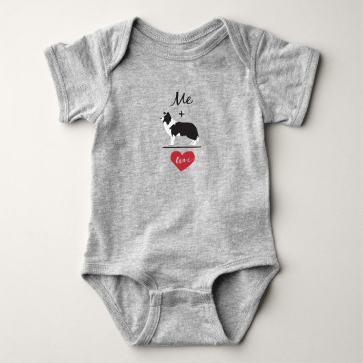 Me plus Border Collie equal Love Baby Bodysuit (Voorkant)