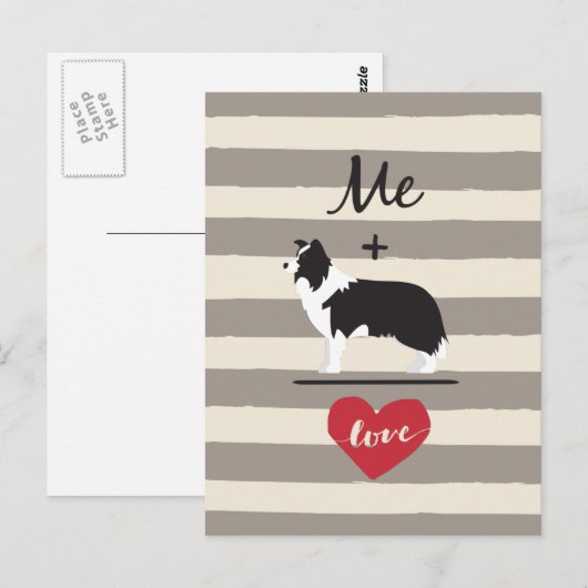 Me plus Border Collie equal Love Cute Briefkaart (Voorkant / Achterkant)