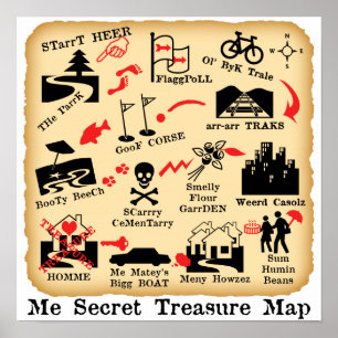 ME SECRET TREASURE KAART POSTER