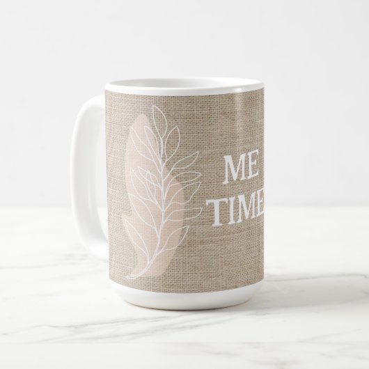 Me Time Branch lijntekening abstract Boho Minimal Koffiemok (Voorkant links)