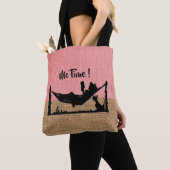 Me-Time Coral en Beige & Burlap Texture Canvas tas (Dichtbij)