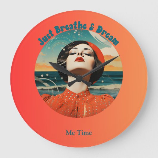 Me Time Just Breathe & Dream Retro Me Tijd Grote Klok (Voorkant)