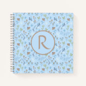 Mead Flowers Blue Monogram Journal Notitieboek (Voorkant)