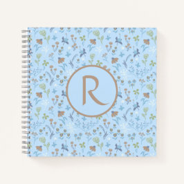 Mead Flowers Blue Monogram Journal Notitieboek