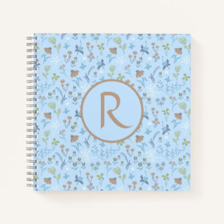 Mead Flowers Blue Monogram Journal Notitieboek