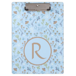 Mead Flowers Blue Monogramed Klembord