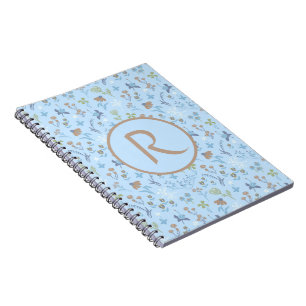 Mead Flowers Blue Monogramed Notitieboek