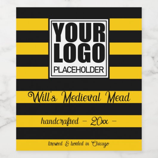 Mead Label Logo Sjabloon Fun Bumble Bee Stripes Wijn Etiket (Enkel label)