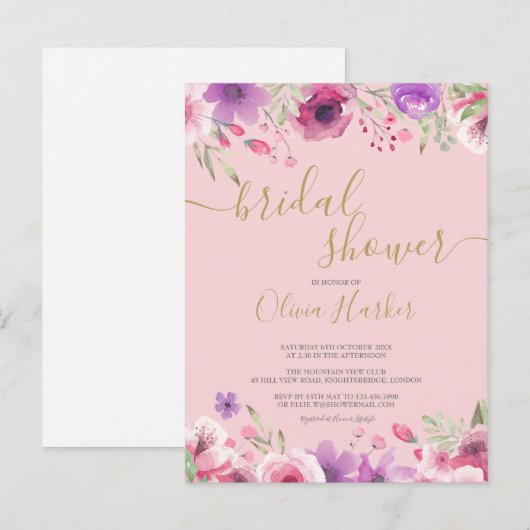 Meadow Bloemen Bloemen Bloemen Bruids Douche Uitno Aankondigingskaart (Voorkant / Achterkant)