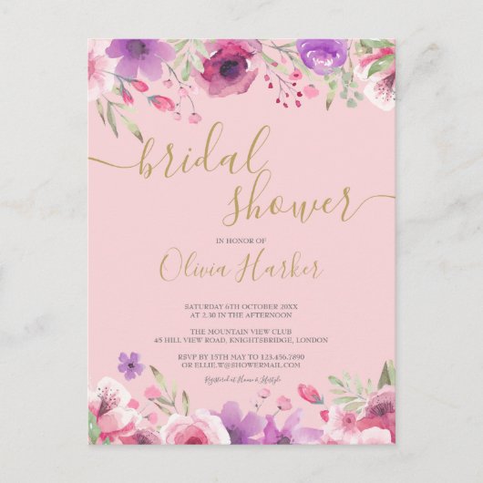 Meadow Bloemen Bloemen Bloemen Bruids Douche Uitno Aankondigingskaart (Voorkant)