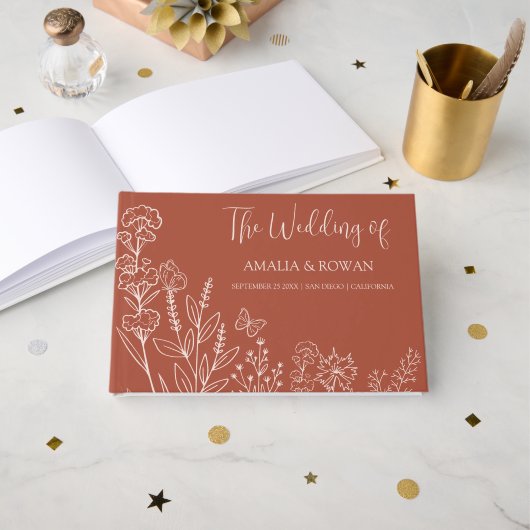 Meadow Bloemen Bruiloft Gastenboek (Voorkant open)