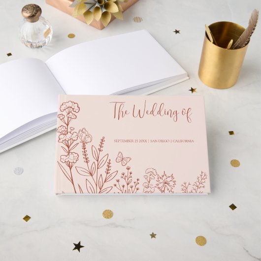 Meadow Bloemen Bruiloft Gastenboek (Voorkant open)